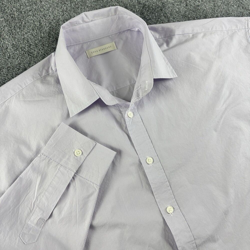Ecru Standard Shirt Mens US L XL Lavender Button Long Sleeve Korea